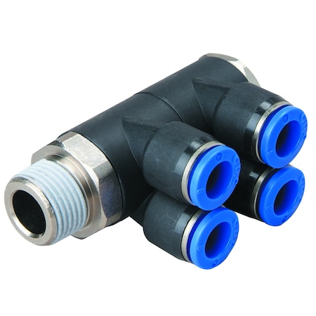 Technifit Fitting, PTC, Double Branch (A) Male, 8mm x 3/8" Male BSPT (R) PAT08-03(2)